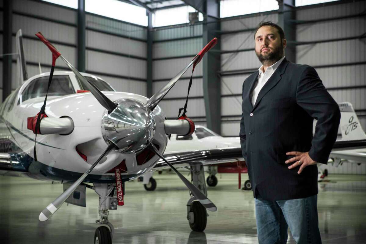 Brian Columbus, founder Modaero, poses for a portrait in a hanger at Conroe-North Houston Airport on Wednesday, March 9, 2016, in Conroe. Modaero NextGen Aviation Festival, scheduled for March 16-19 at the Conroe airport, is designed to attract millenials to the aviation industry. ( Brett Coomer / Houston Chronicle )
