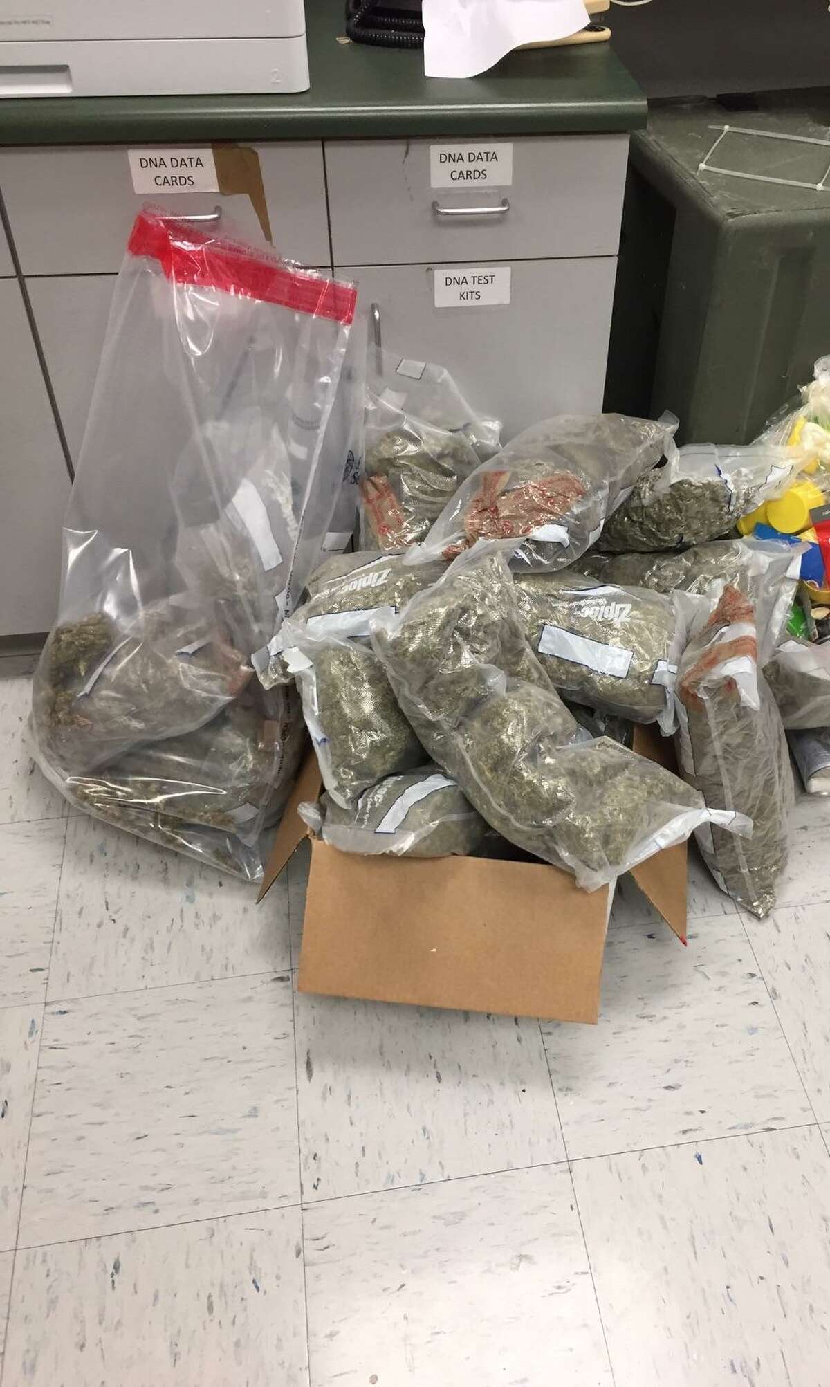 This photo shows parcels containing a total of 94 pounds of marijuana with an estimated street value of $75,200.