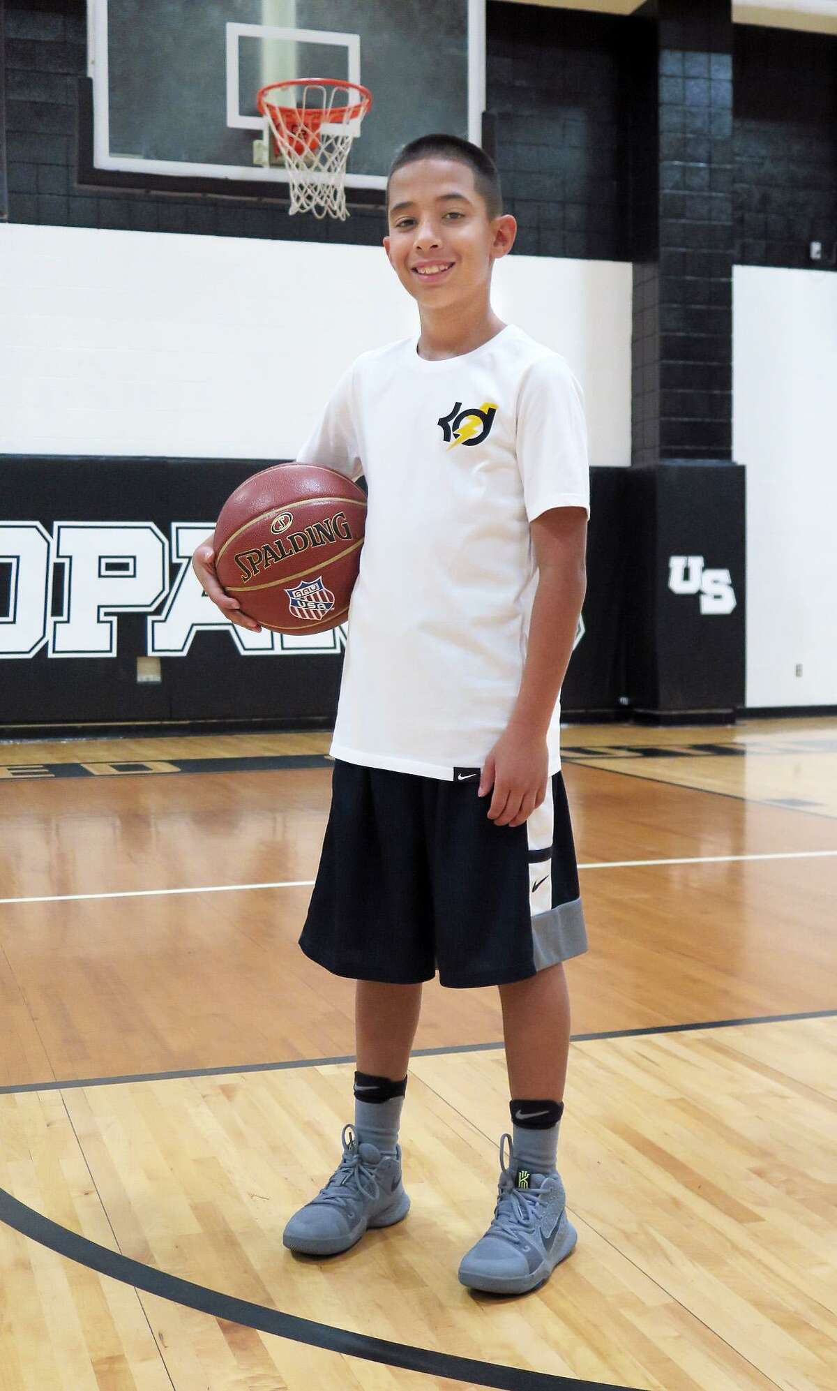 H.B. Zachry Elementary student, D J Robles prepares for his basketball travel team's upcoming tournament in Las Vegas, Nevada.