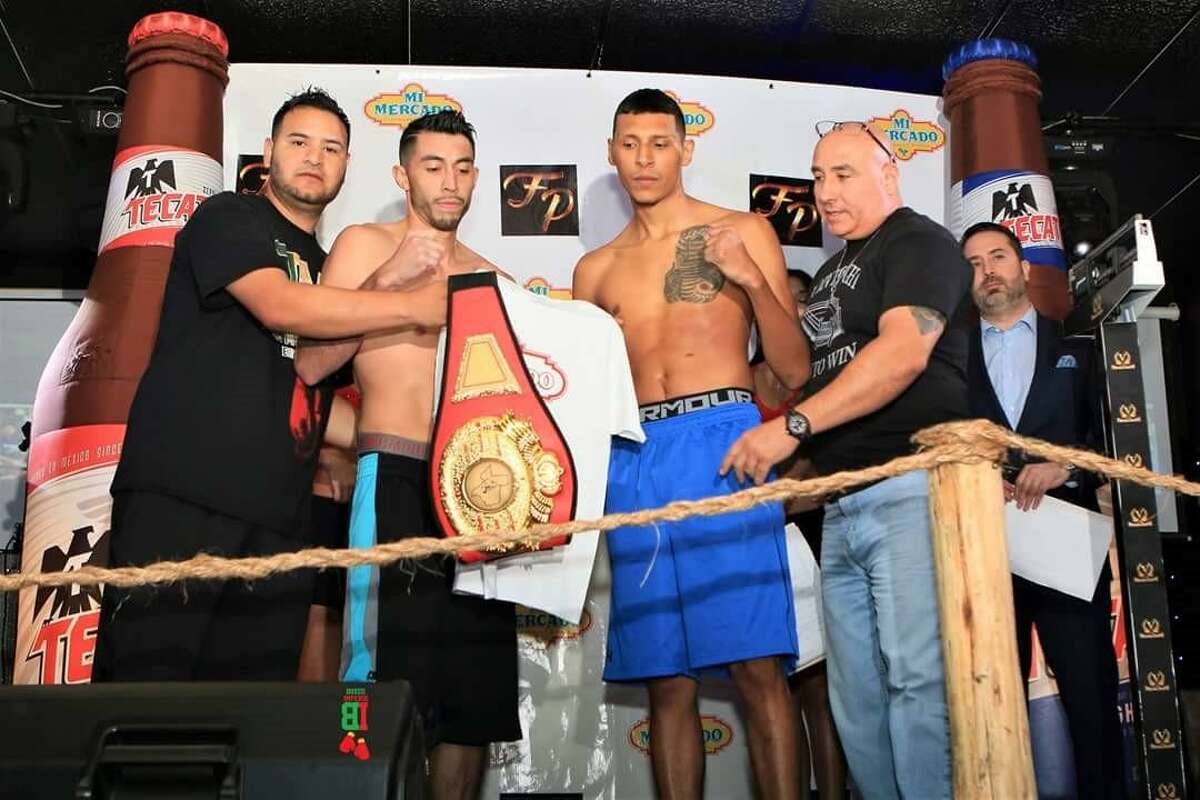 Enrique "Kikin" Neira, left, takes on Laredo boxer Rodolfo "La Cobrita" Gomez for the Texas middleweight championship belt on Saturday in San Antonio.