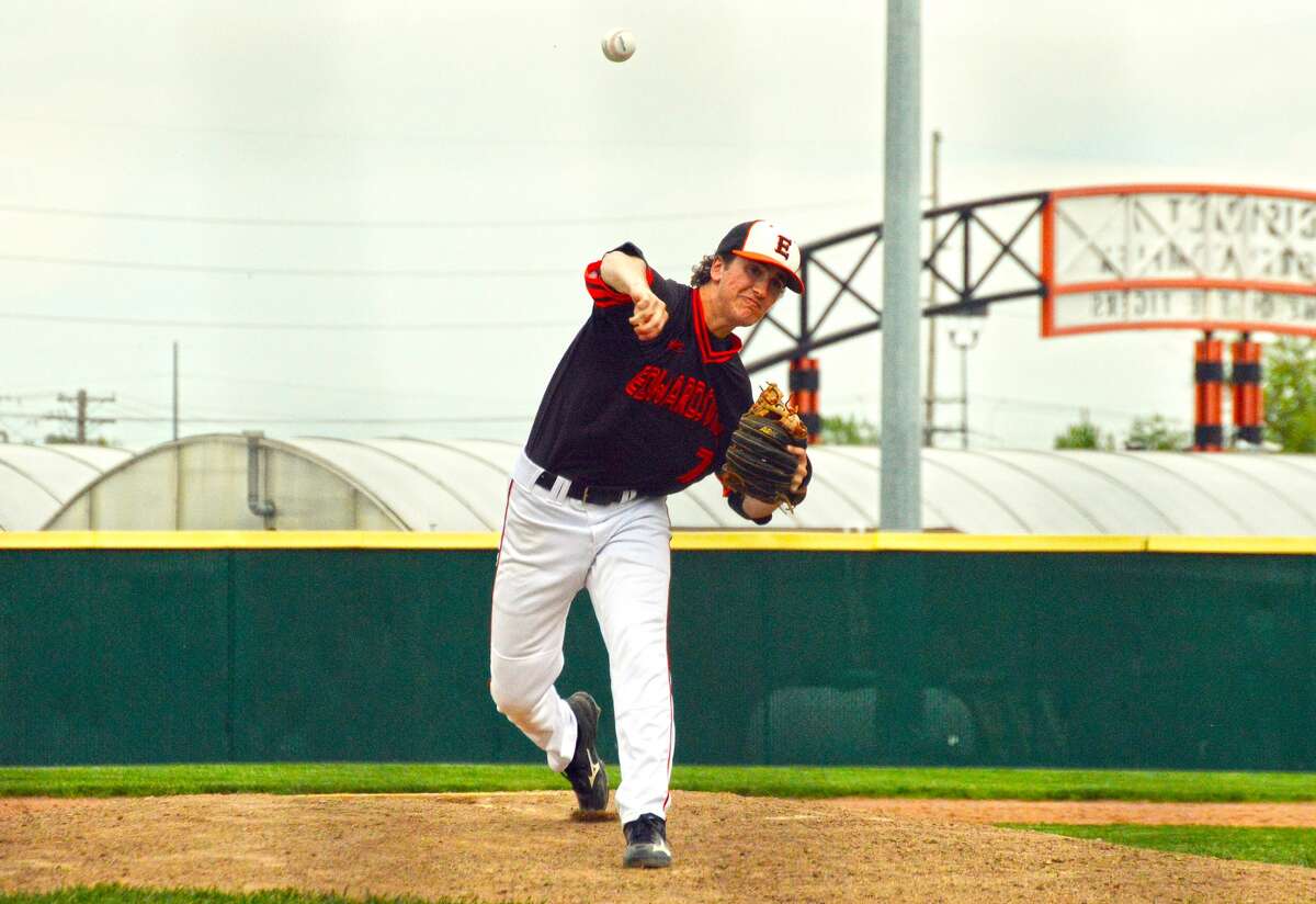 Edwardsville senior Kade Burns delivers a pitch during a game earlier this season.