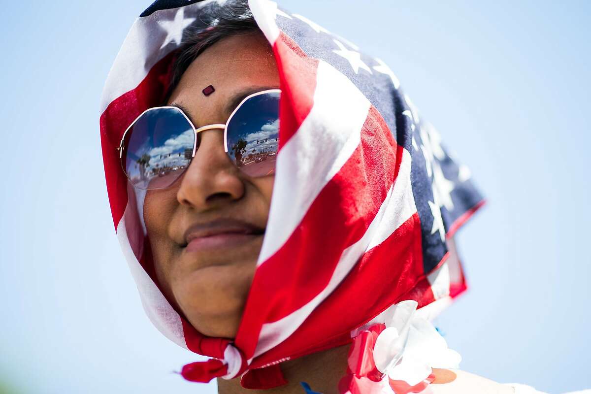 Shantha Smith of San Jose poses for a portrait at the Unity rally on Stevens Creek Boulevard in Santa Clara, Calif. Saturday, June 10, 2017.