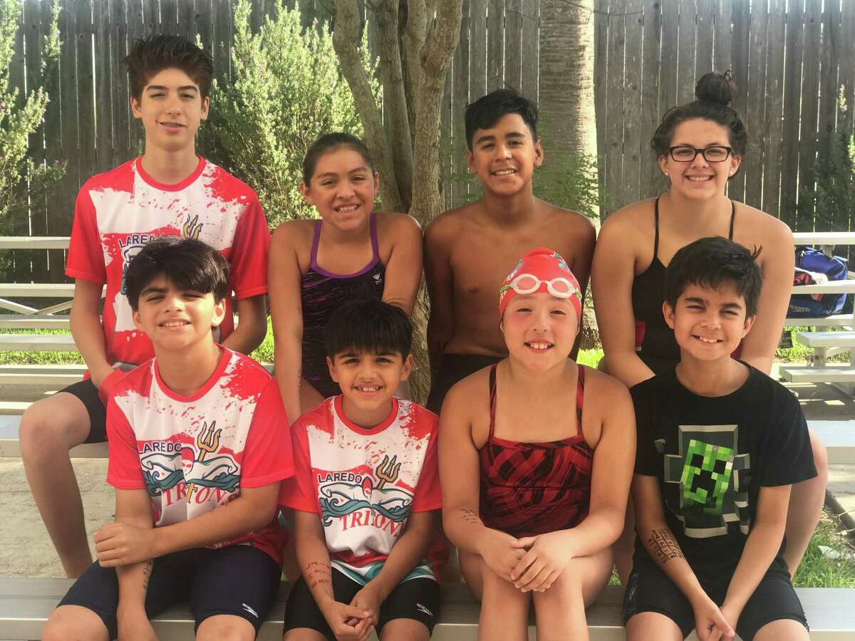 Swimmers from left in the top row are Diego Chinchilla Vallejo, Natiliegh Avilés, Isaac Valladores and Brittany Archer, and in the bottom row are Emilio Sanchez, Nicolas Sanchez, Chelsea Chavez and Ishmael Mohammed. Not pictured is Kisha Revelo.
