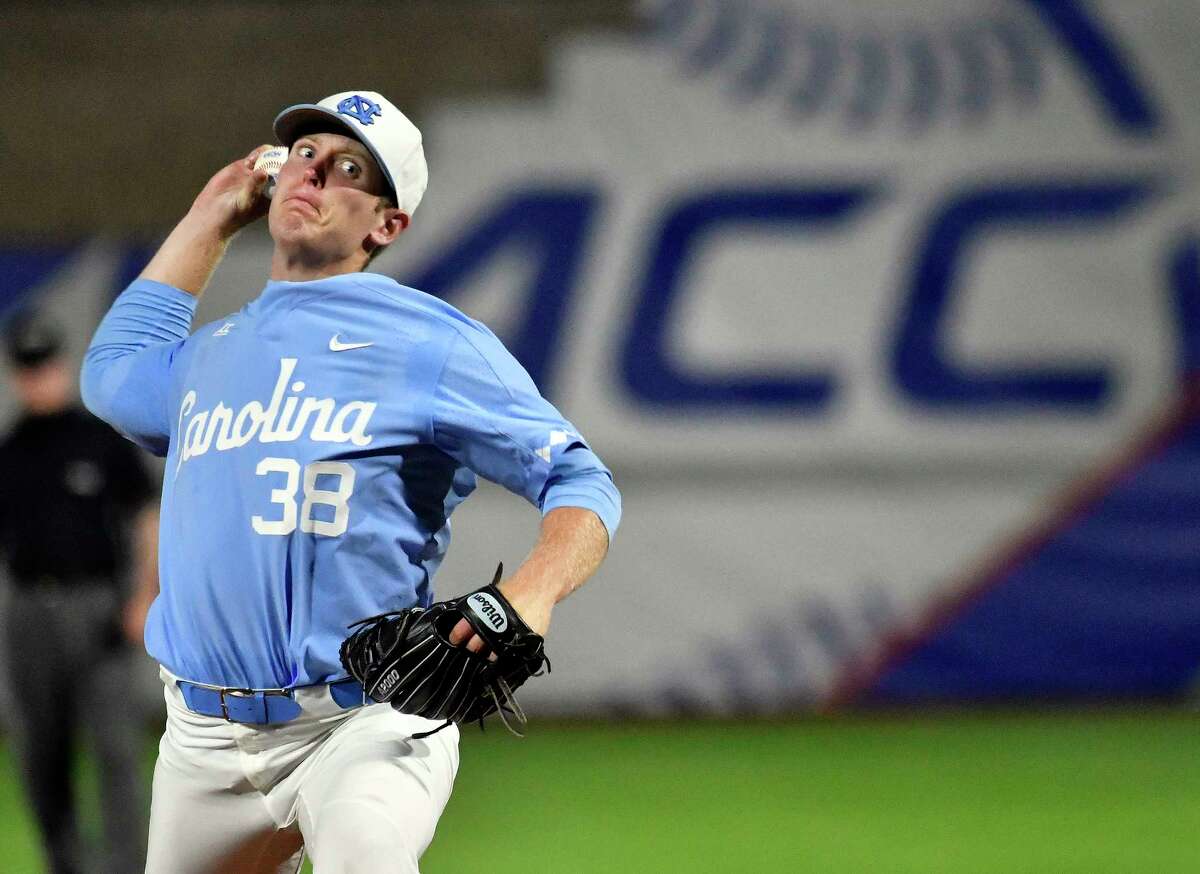 North Carolina pitcher J.B. Bukauskas (38) throws against North Carolina State during the Atlantic Coast Conference baseball tournament in Louisville, Ky., Friday, May. 26, 2017. (Timothy D. Easley/theACC.com via AP)