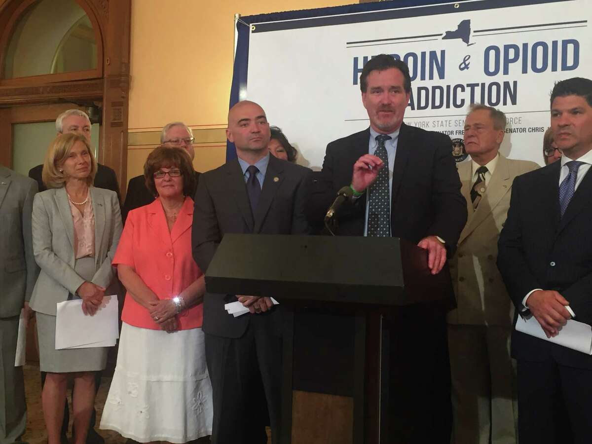 Senate Majority Leader John Flanagan promotes package of bills to combat heroin and opioid abuse