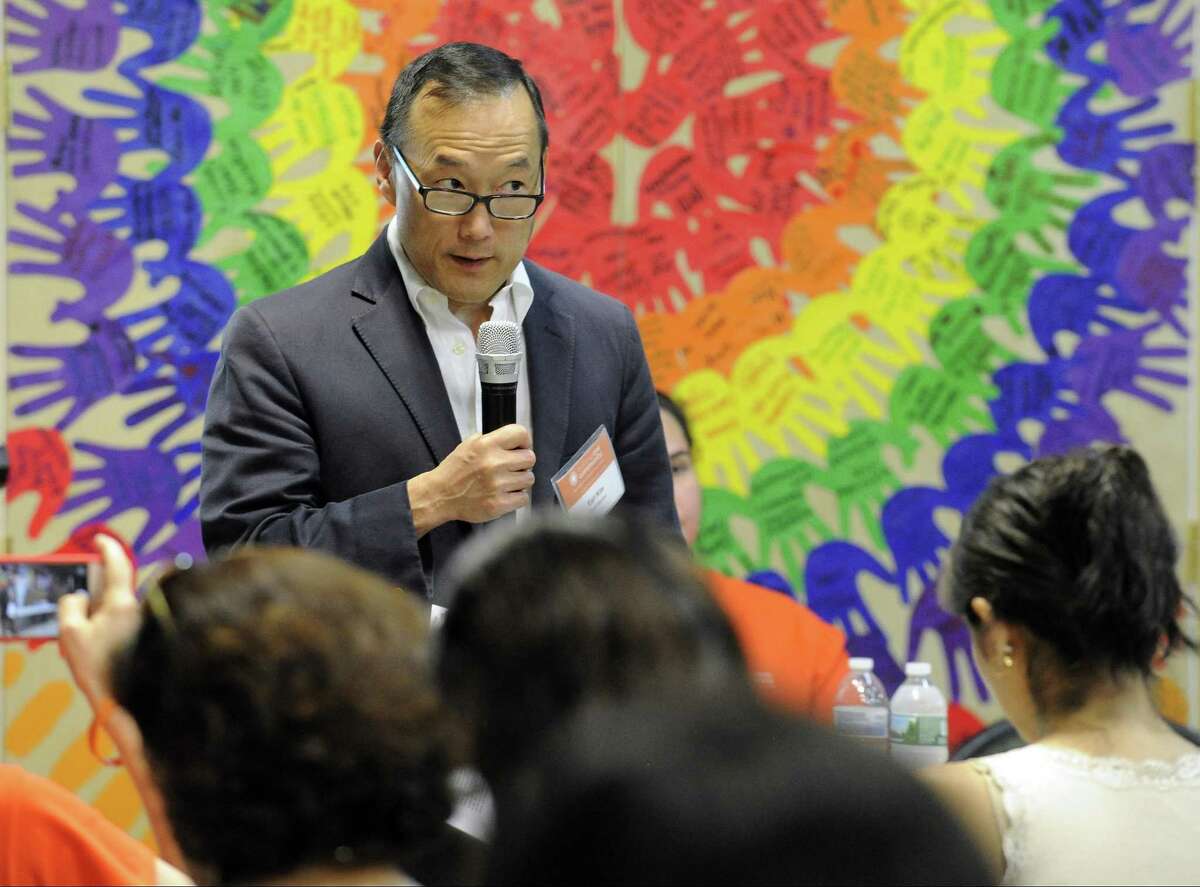 Stamford Superintendent of Schools Earl Kim meets with immigrant families at Building One Community in Stamford, Conn., on Saturday, June 10, 2017. Mr. Kim addressed concerns about a possible presence of Immigrant and Customs Enforcement (ICE) agents in the district and informed the 60 plus families in attendance what guidelines, policies and laws are in place.