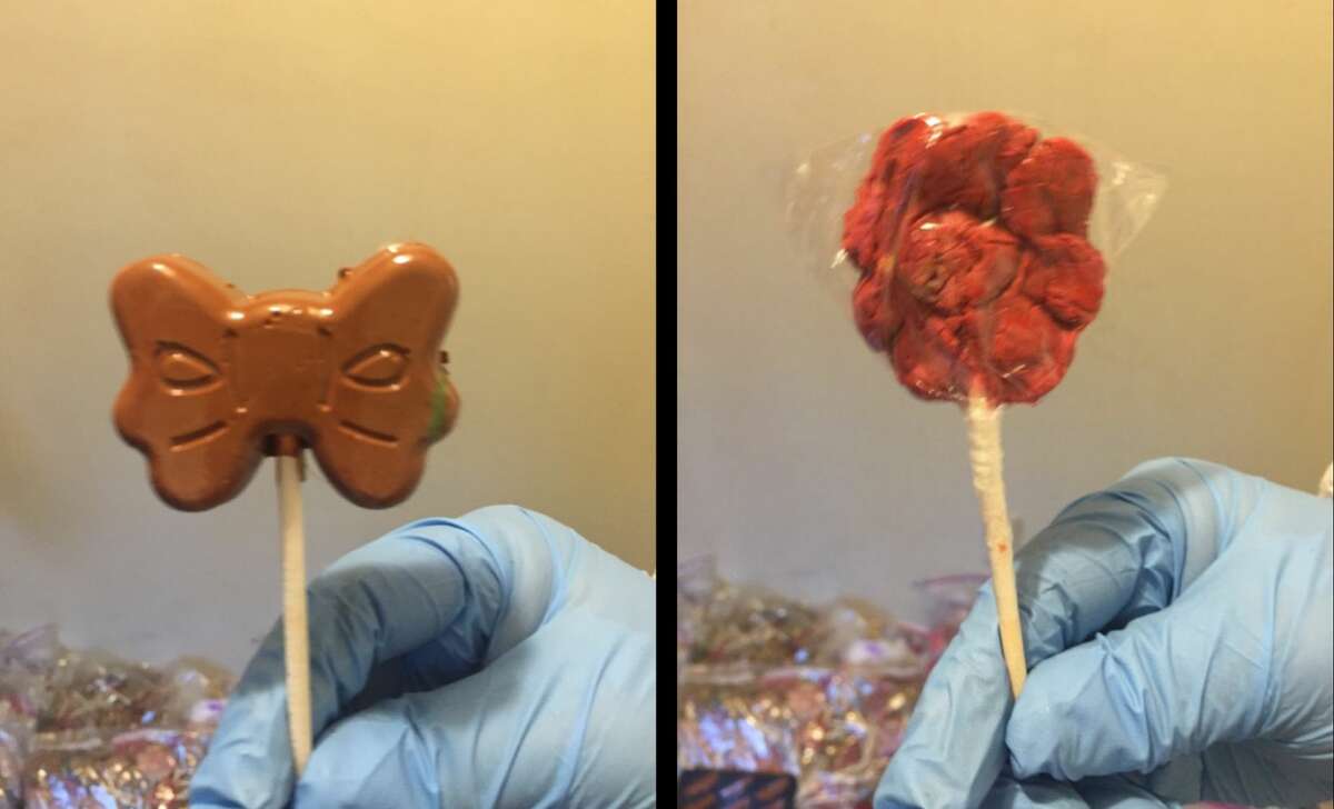 Investigators with the Harris County Sheriff's Office claim they've recovered lollipops made of methamphetamine in a drug raid on June 12, 2017.  Investigators believe the lollipops are targeted toward children as some are made out of Star Wars and Batman characters. 