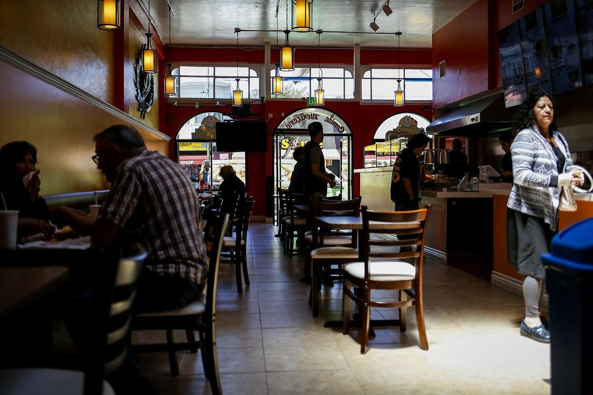 Customers during lunch time in El Gran Taco Loco in San Francisco on June 13, 2017. El Gran Taco Loco's new location opened three weeks ago after its old location on Mission and 29th had water damage due to a fire.