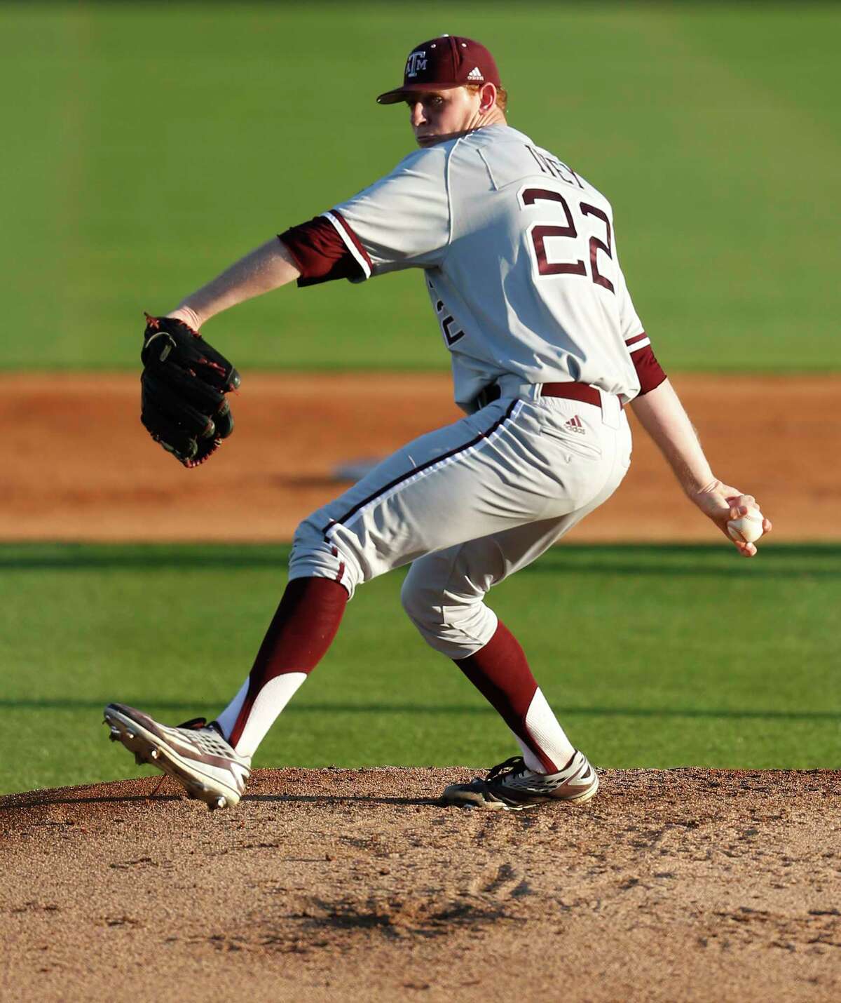 Texas A&M pitcher Tyler Ivey (22) pitches in the first inning of a college baseball game at Reckling Park Tuesday, April 5, 2016, in Houston. ( Karen Warren / Houston Chronicle )