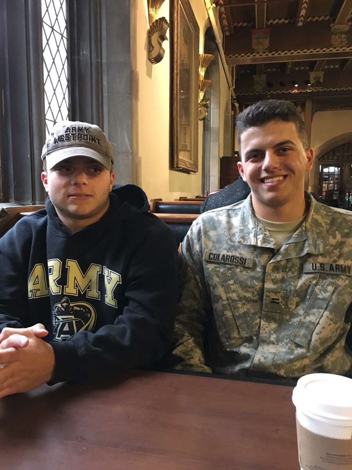 Stamford resident Aristotle Colarossi, left, is heading for West Point Military Academy and will report to the school on July 3. Here, Colarossi is pictured with his older brother, Dominic, on the right, a senior at the academy.