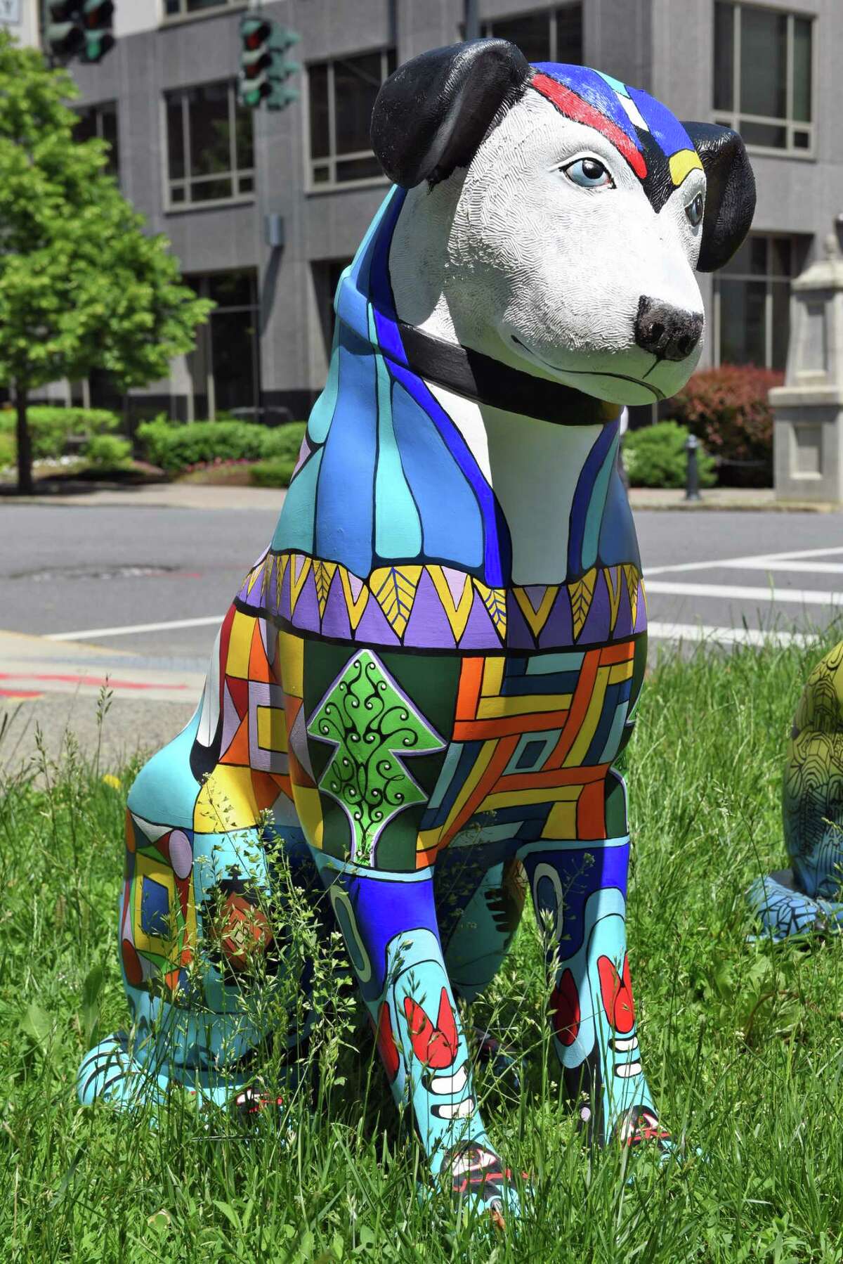 One of 20 3-foot-tall statues of Nipper as part of ODowntown is Pawsome,O outside the Albany Center Gallery Friday June 9, 2017 in Albany, NY. (John Carl D'Annibale / Times Union)