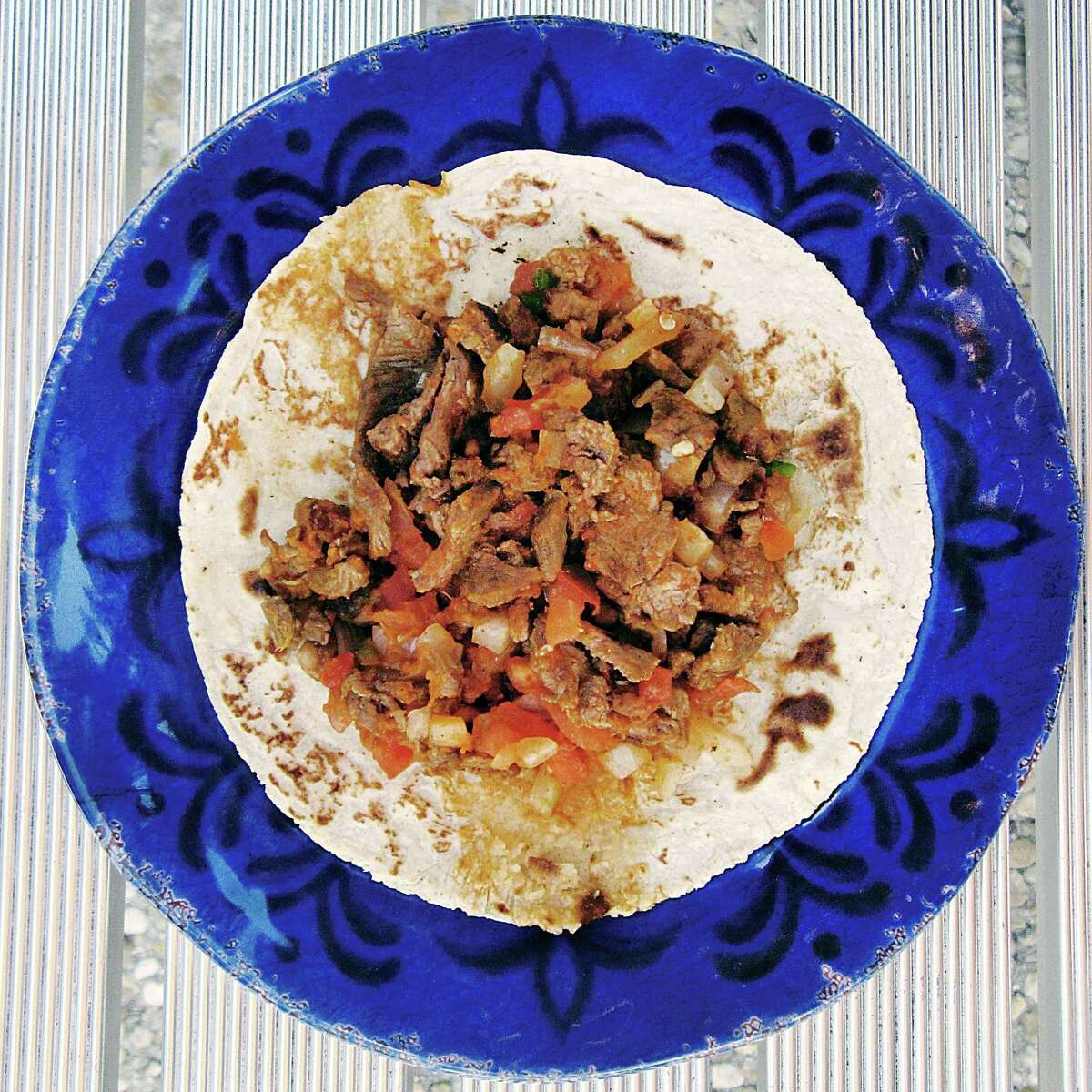 Carne asada a la mexicana taco on a handmade corn tortilla from El Potosino Mexican Restaurant #2.