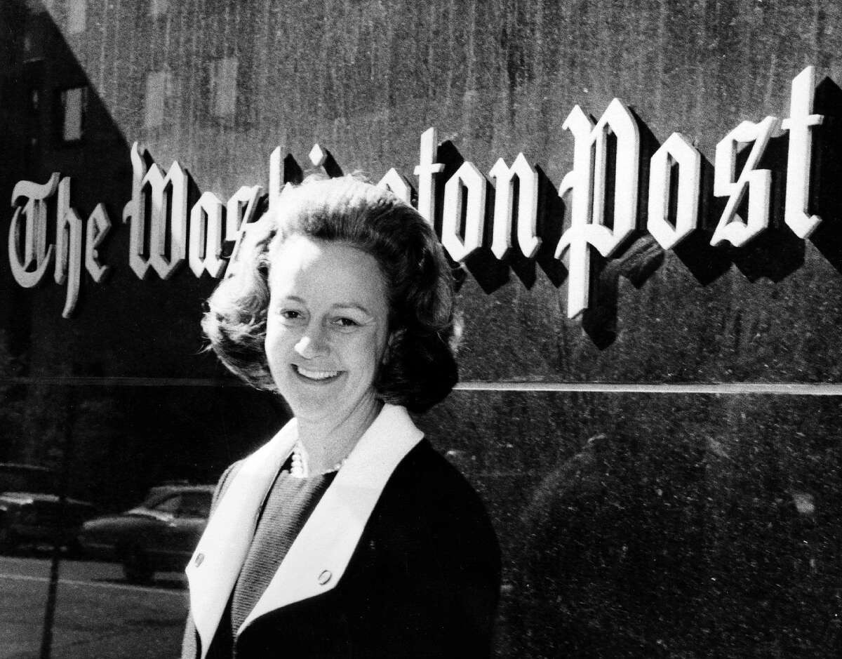 Katharine Graham in front of The Washington Post building shortly after becoming publisher. By the time she stepped down as chief executive in 1991 and as chairman in 1993, the company had become a diversified media corporation with newspaper, magazine, television, cable and educational services businesses.
