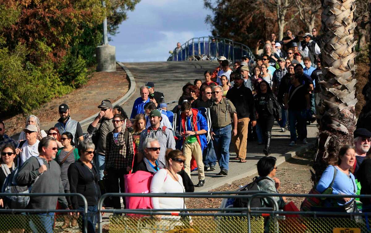 Hundreds of fans stream in to attend the 28th annual Bridge School Benefit Concert at Shoreline Amphitheater in Mountain View, Calif. Saturday, October 25, 2014.