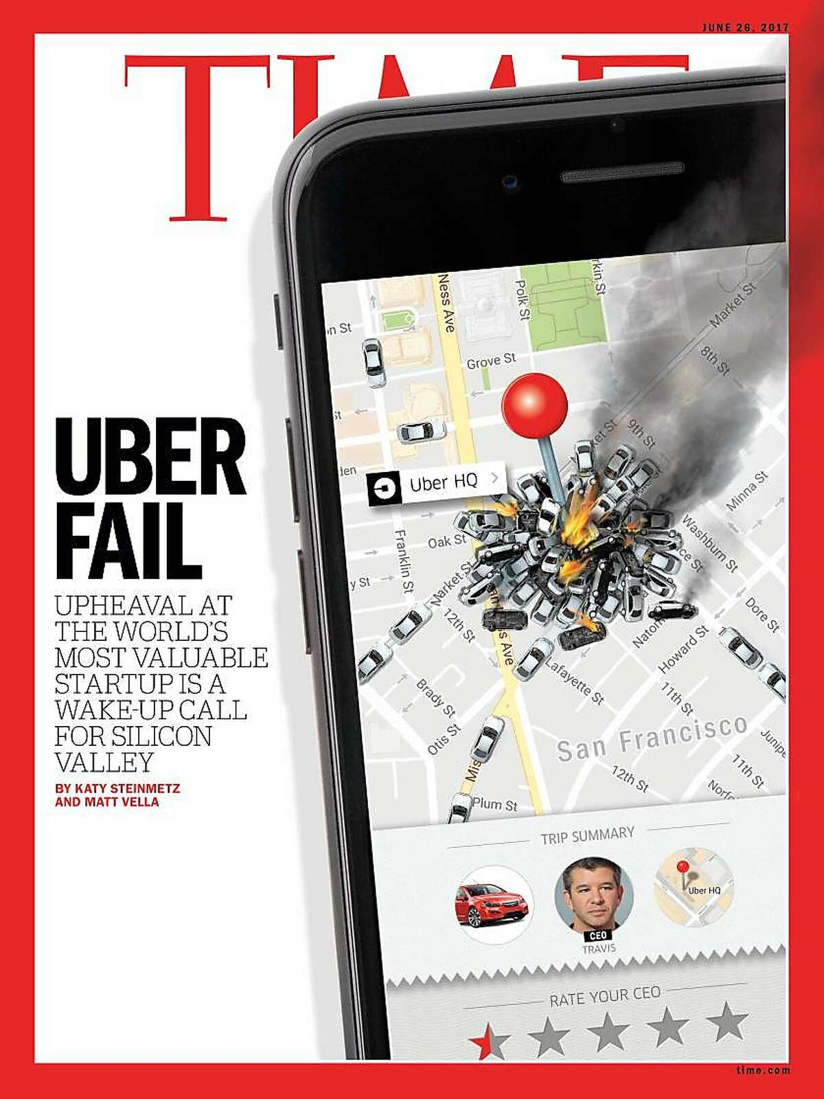 Time magazine features Uber's disastrous past few months on its latest cover.
