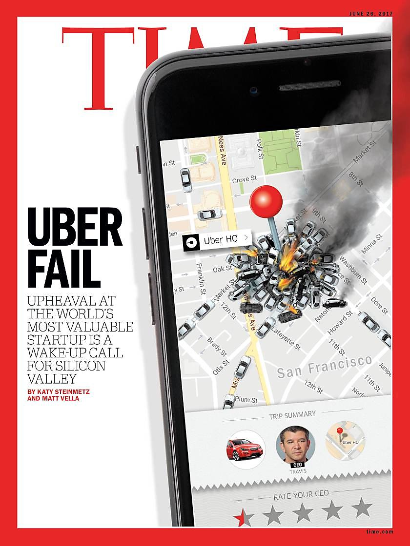 Uber Magazine Time magazine cover story 'Uber Fail' features tech company's woes