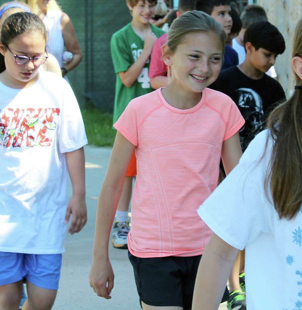 South School fourth grader Delaney Bennhoff walked over to Saxe Middle School in New Canaan, CT as part of her orientation on June 12, 2017.