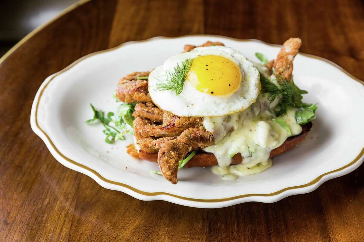 Soft-shell crab and an egg, from State of Grace's updated Sunday brunch menu. >>Click to see other Houston brunch options.