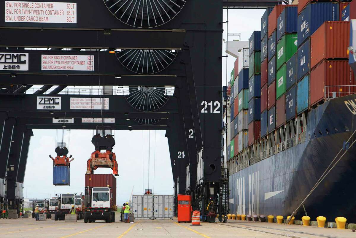 Cargo moves through the Bayport Container Terminal. The Port of Houston is one of the busiest ports in the United States and a major contributor to the economy of Southeast Texas. ﻿