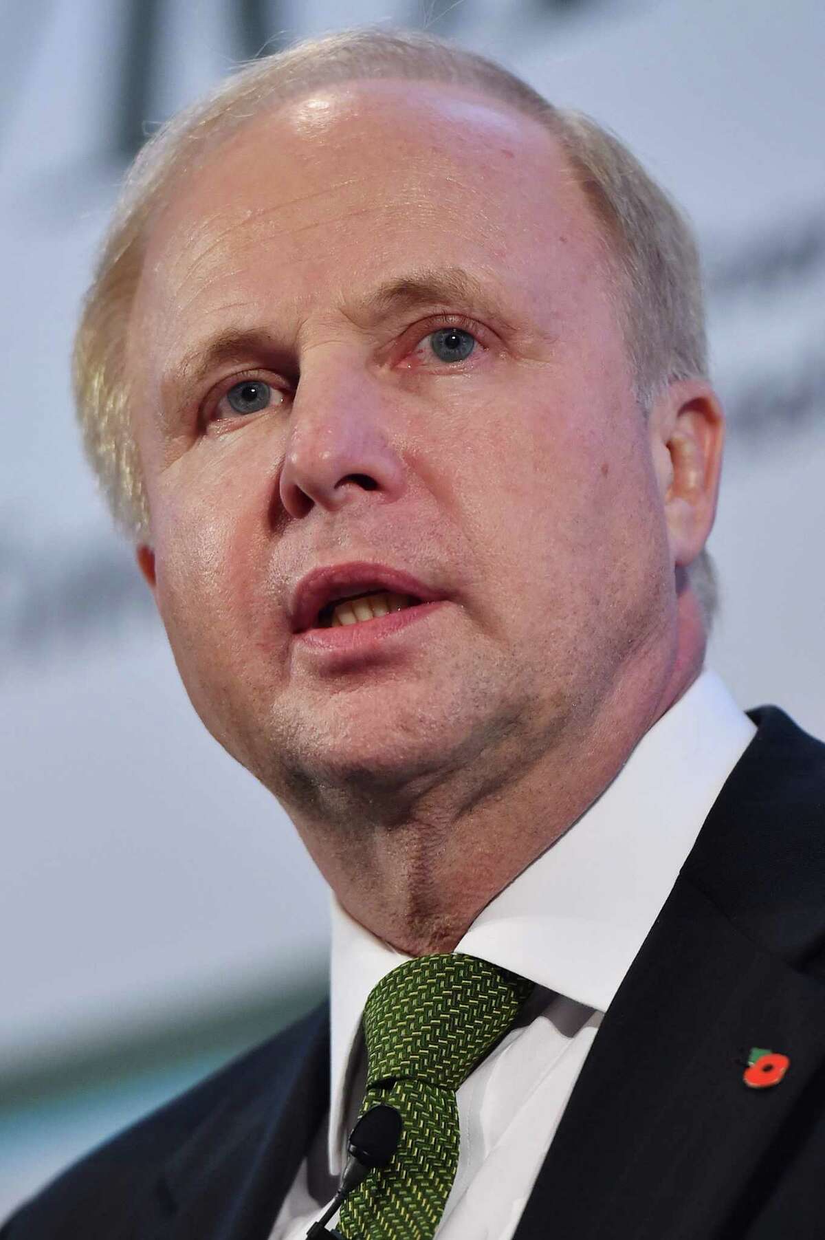 (FILES) This file photo taken on October 29, 2014 shows BP Group Chief Executive Bob Dudley during the Oil and Money conference in central London, on October 29, 2014. Shareholders in BP April 14 rejected a pay deal worth 19.6 million USD (17.3 million euros, 13.8 million GBP) for chief executive Bob Dudley amid heavy losses and job cuts at the oil giant. / AFP PHOTO / BEN STANSALLBEN STANSALL/AFP/Getty Images