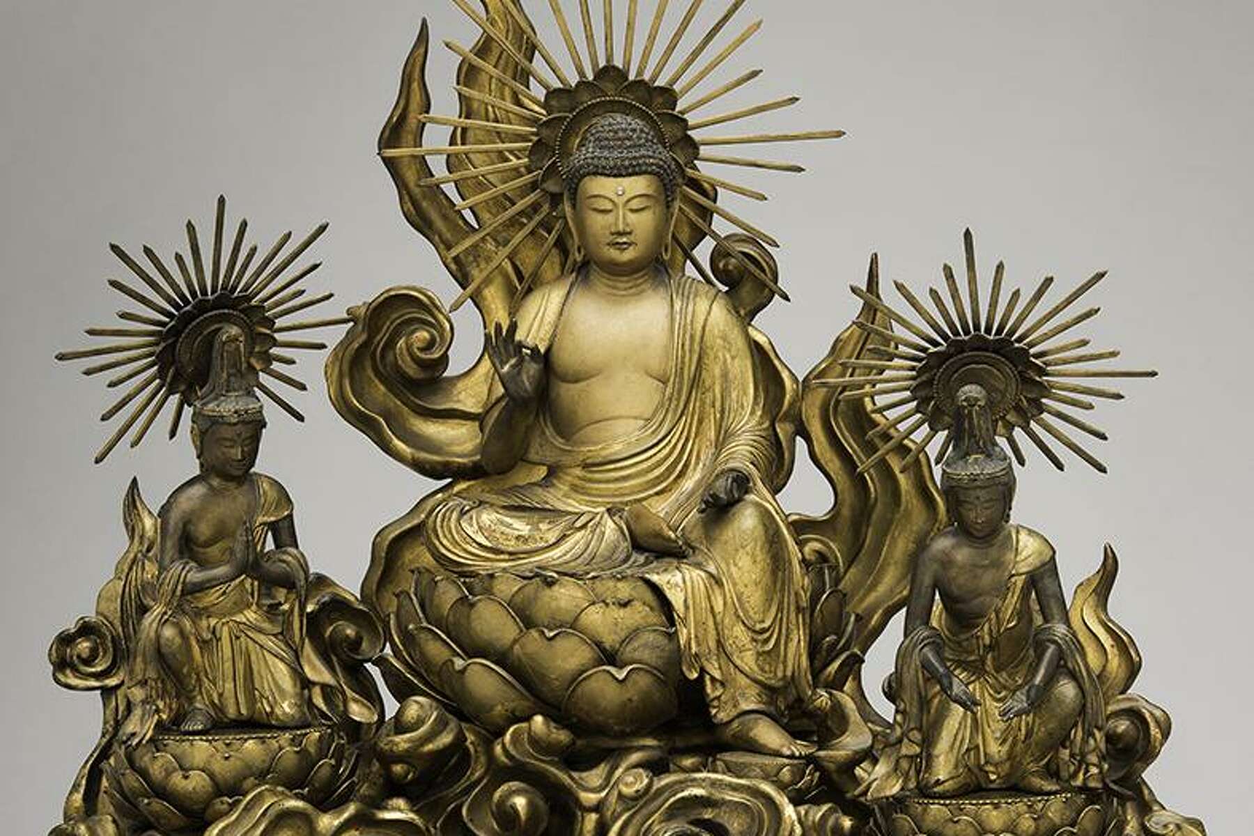 Rare Tibetan Silver Buddha Hand carved Ksitigarbha Amitabha Statue 