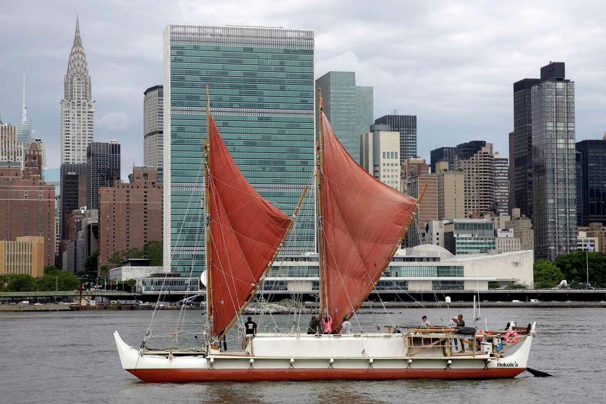The traditional Polynesian voyaging canoe Hokulea﻿ ﻿returned to Hawaii after a ﻿40,000-mile journey to 19 countries, with crewmembers﻿ guided only by nature. ﻿