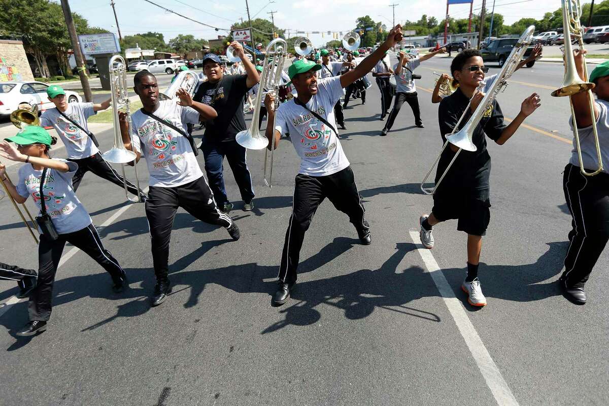 In this 2017 photo, members of the Sam Houston High School Marching Band perform during a parade to celebrate Juneteenth. This year, Juneteenth finds us in a historic moment when there appears to be the will, energy and moral urgency to complete an unfinished emancipation by reckoning with our nation’s past to correct the injustices still infecting us.