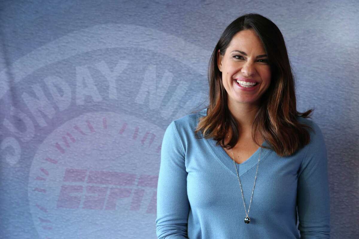 Jessica Mendoza accompanies Dan Shulman and Aaron Boone in the ESPN booth for Sunday night games. She's the first female analyst for Major League Baseball and will be on hand for the Astros' Father's Day telecast.