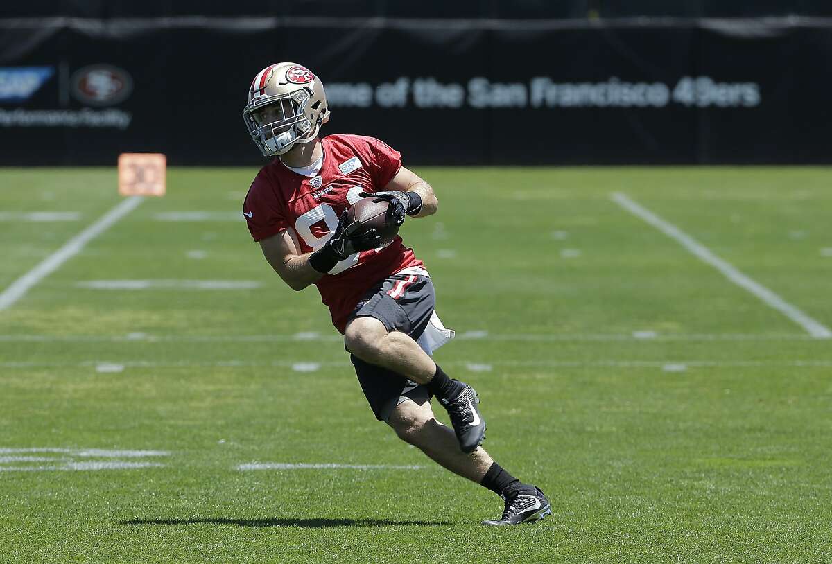San Francisco 49ers' Trent Taylor during the team's organized team activity at its NFL football training facility in Santa Clara, Calif., Wednesday, May 31, 2017. (AP Photo/Jeff Chiu)