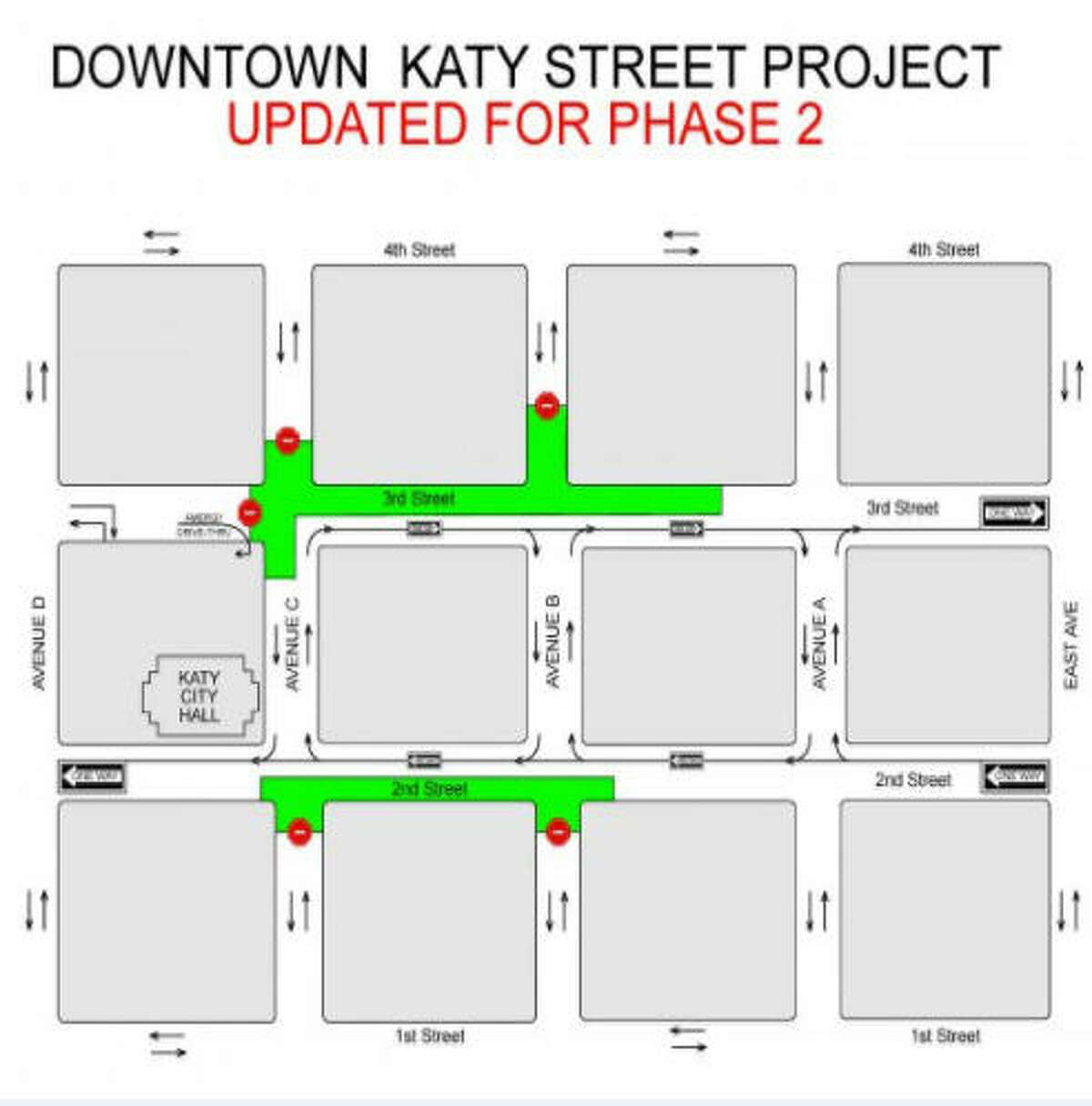 The city of Katy has started its second phase of downtown redevelopment.