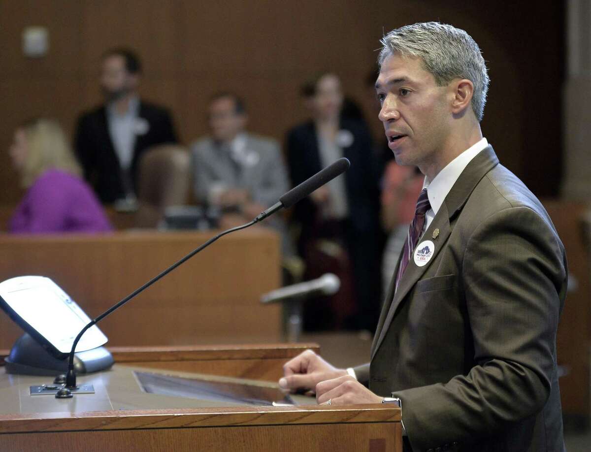 San Antonio Mayor-elect Ron Nirenberg speaks during a hearing regarding the state's annexation law, held by the Texas House of Representatives Defense and Veterans Affairs Committee on June 19, 2017, in the San Antonio City Council Chambers.