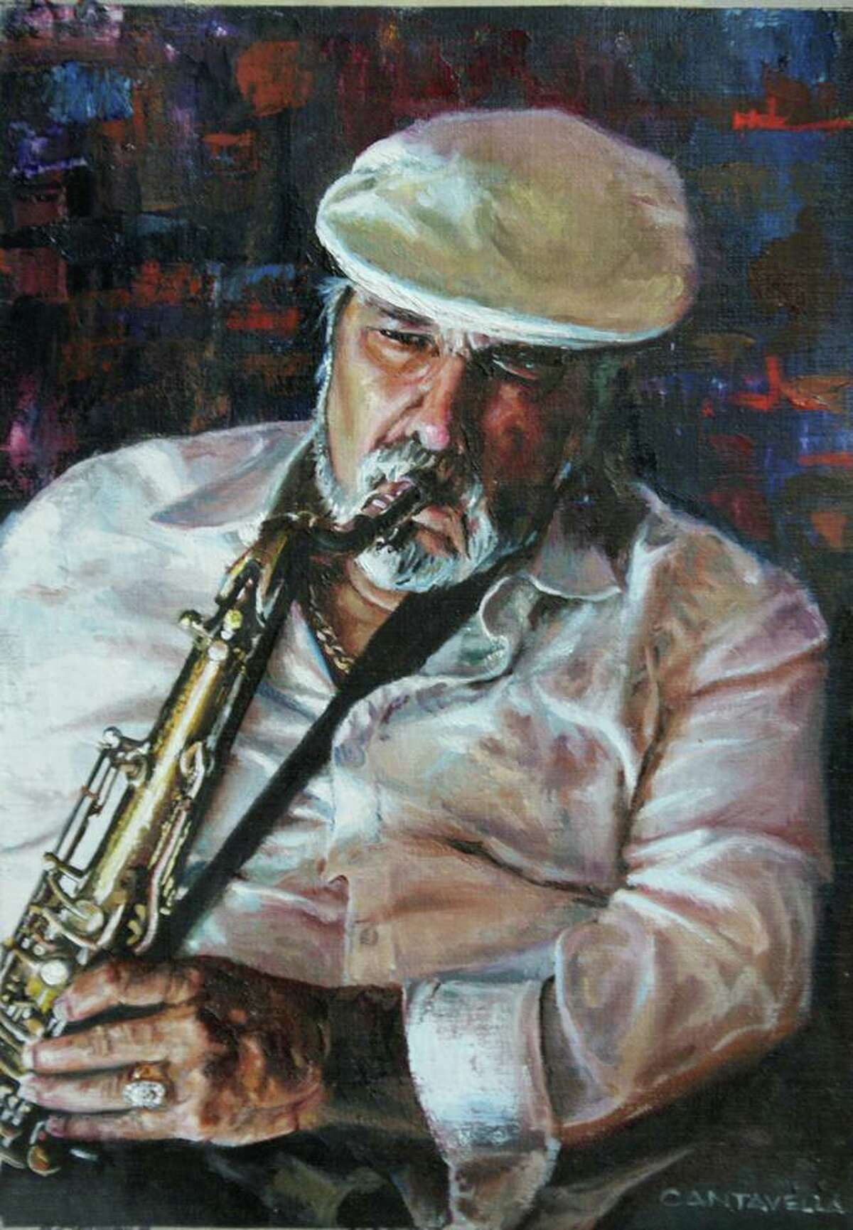 An oil painting titled "Jazz" by Juan Cantavella, a new art instructor at the Gallery at the Madeley Building.