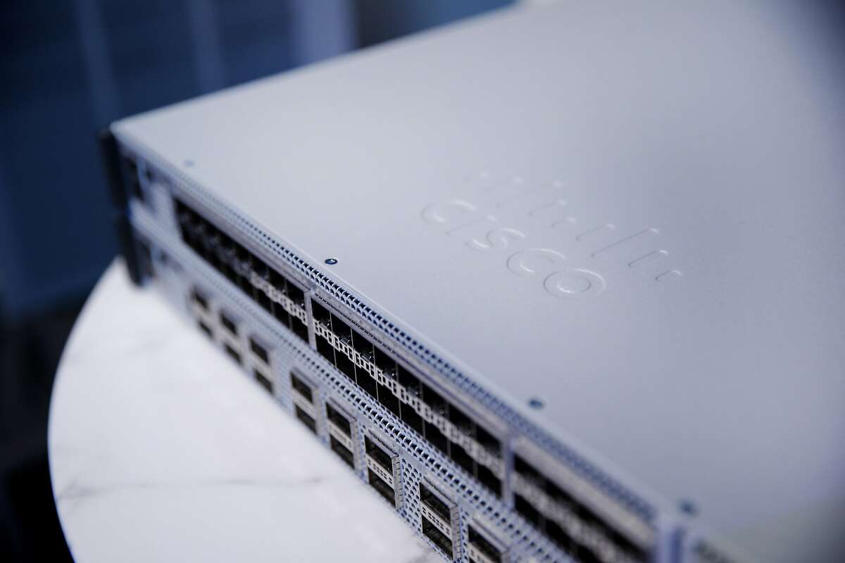The Catalyst 9300 is seen during a news conference at The Pearl on Tuesday, June 20, 2017, in San Francisco, Calif. Cisco announced the launch of Encrypted Traffic Analytics, new technology that makes it harder for hackers to confidentially attack organizations that use Cisco products. The company also revealed its new fixed core enterprise switch, the Catalyst 9000.