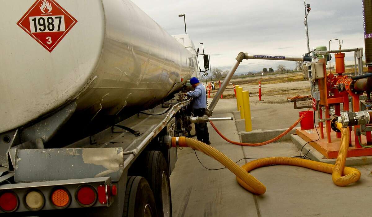Ethanol is pumped into a truck for transport as ethanol production is coming back and Pacific Ethanol, Inc., in Stockton, California, has weathered bankruptcy and is cashing in on the current boon. (Anne Cusack/Los Angeles Times/MCT)