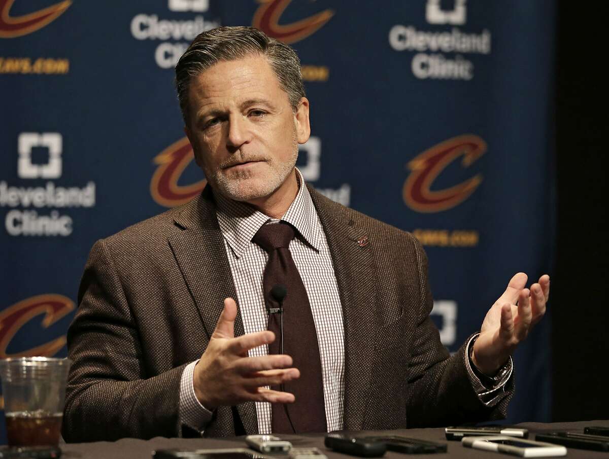 In this Friday, Oct. 30, 2015, file photo, Cleveland Cavaliers owner Dan Gilbert answers a question before an NBA basketball game between the Miami Heat and the Cleveland Cavaliers in Cleveland.
