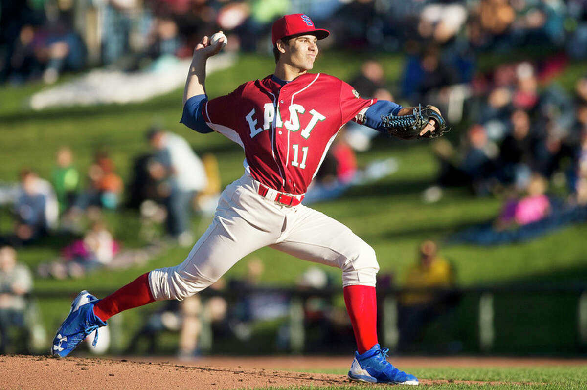 KATY KILDEE | kkildee@mdn.net Dylan Cease of South Bend pitches during the Midwest League All Star Game on Tuesday in Midland.
