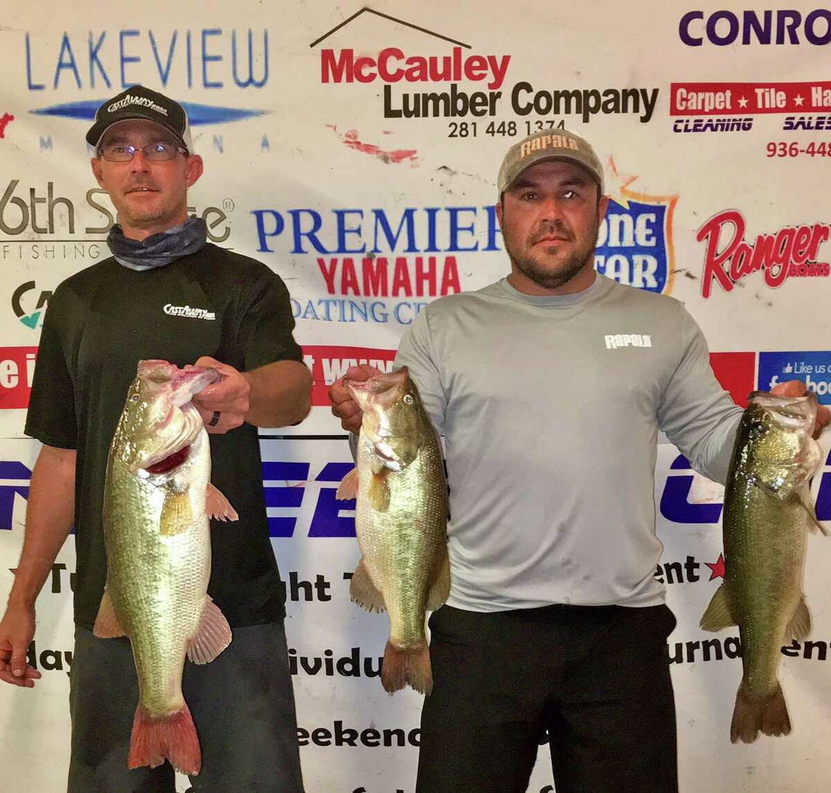 Gabe Alanis and Kelly Moore came in second place in the CONROEBASS Tuesday Night Tournament with a stringer weight of 12.62 pounds.