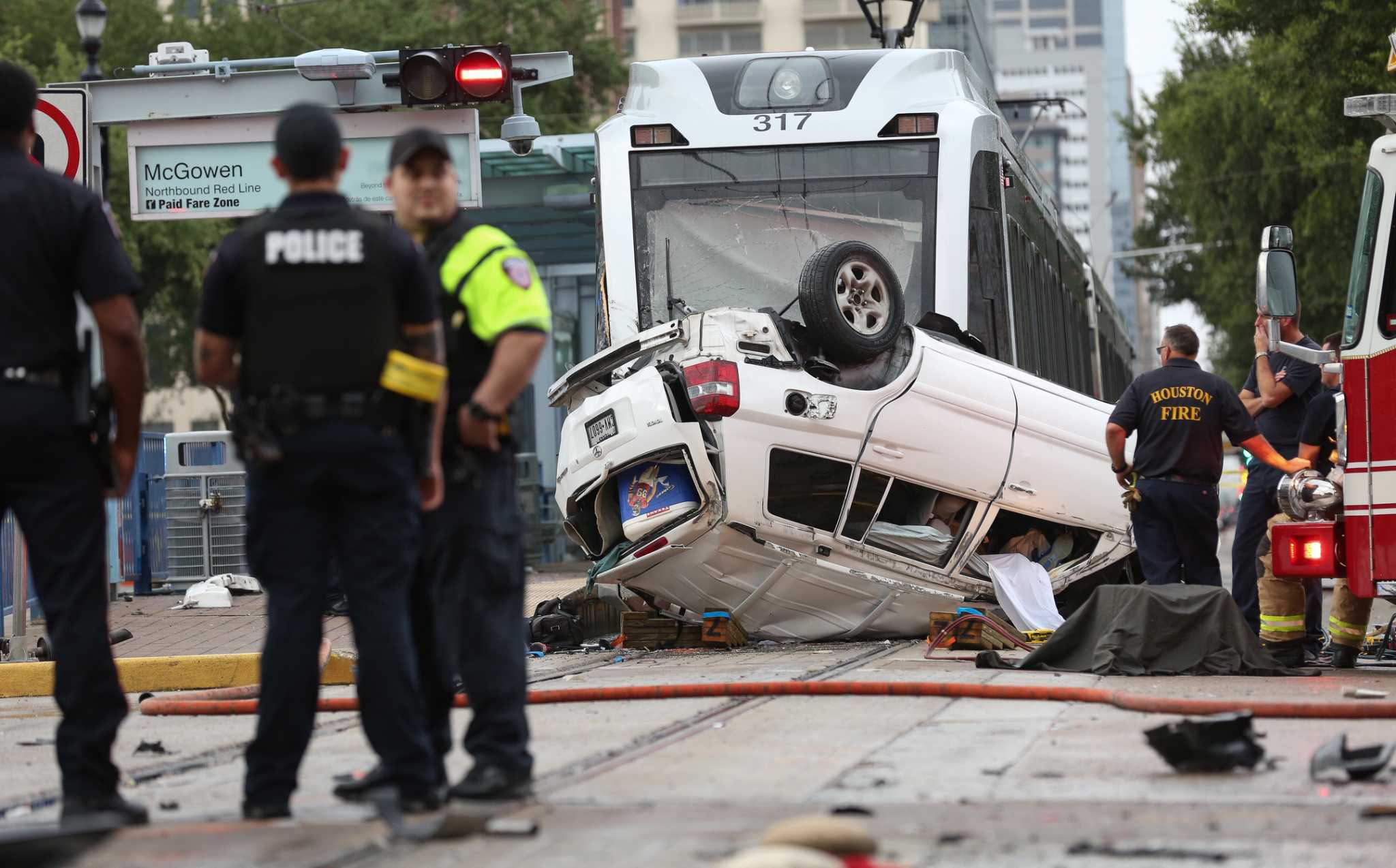 One dead after METRORail collides with vehicle near Midtown