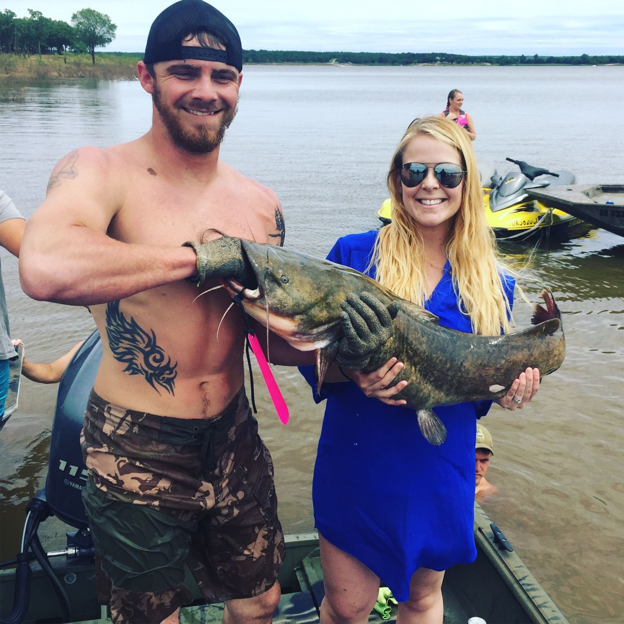 Photo: Oklahoma couple uses live catfish in viral gender reveal