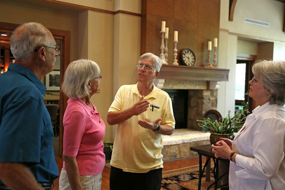 Clay Hadick, center, talks with Rick and Shirley Hill, left, with his wife, Dianna Hadick, right. New Census numbers being released this week show Bexar County has seen tremendous growth in the number of seniors between 65 and 74 years old since 2010. Clay Hadick, 68, and his wife, Dianna Hadick, 59, who moved here to Bexar County in 2012 from Princeton, New Jersey. They moved here because they enjoy the weather, the low cost of living, the lack of a state income tax and the friendly people. They live in a gated community for people over 55 years old in the Alamo Ranch area photos taken on Tuesday, June 20, 2017.