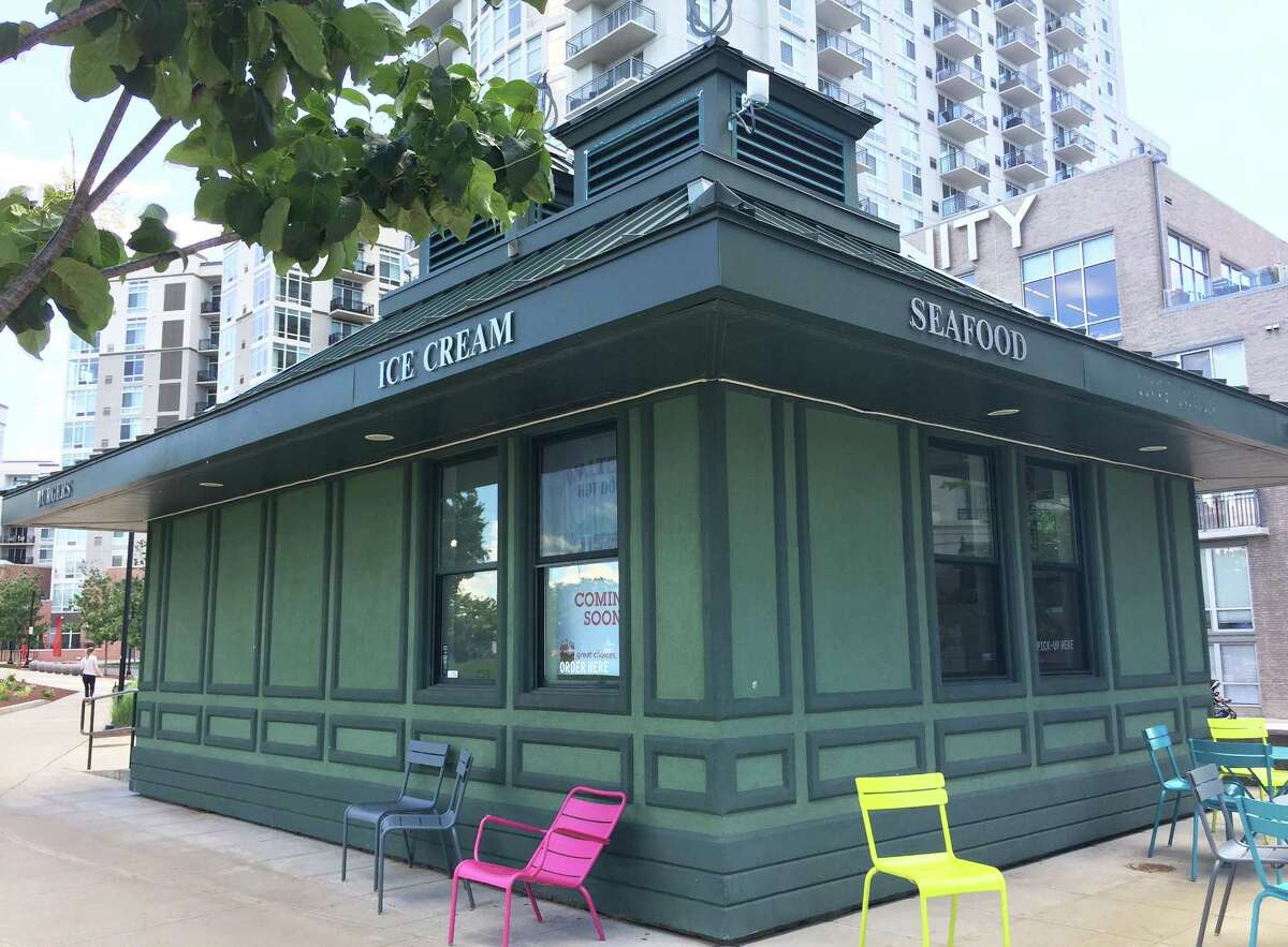 Walter’s Hot Dogs is planning to open in August as this food stand in Harbor Point's Commons Park in Stamford, Conn.
