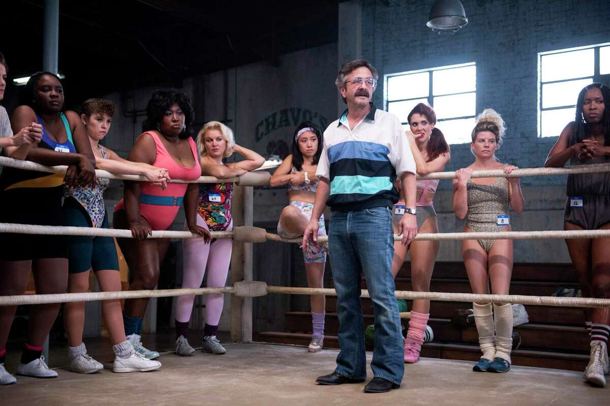 "I've never been around that many women," Marc Maron said of his "GLOW" role of Sam Sylvia, a washed-up filmmaker who starts a wrestling team.