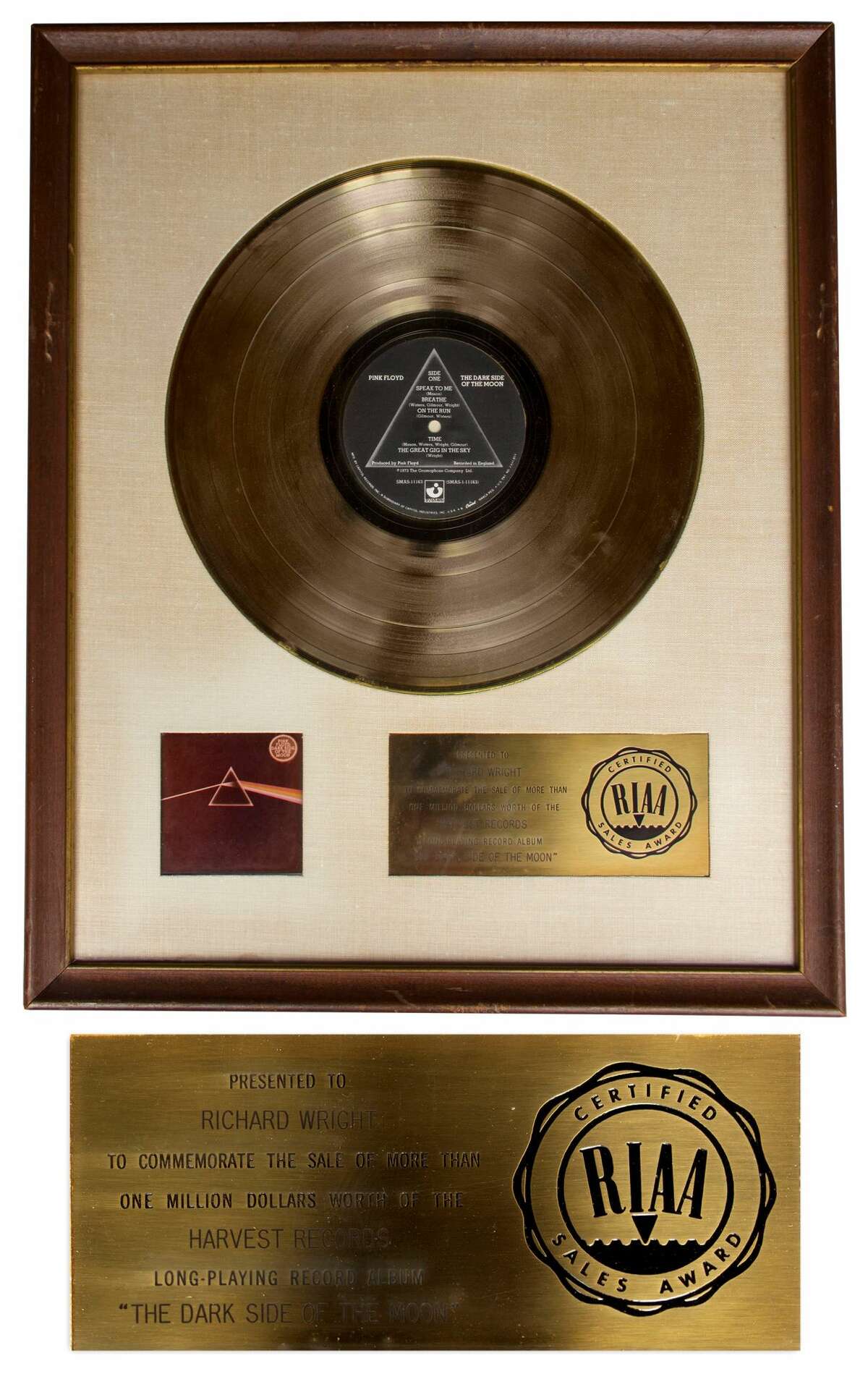 A high bid of $25,000 snared the RIAA gold record for Pink Floyd’s 1973 album “The Dark Side of the Moon” at auction on Thursday, June 22, 2017.