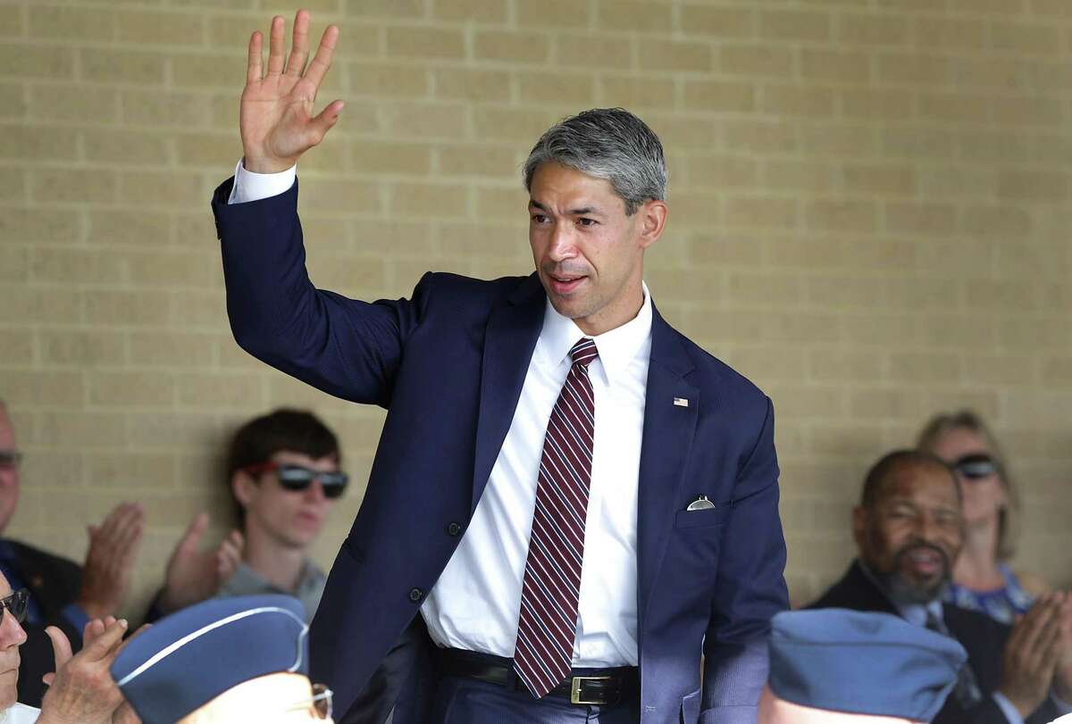 Mayor-elect Ron Nirenberg attends the basic military training graduation of 526 airmen at Joint Base San Antonio-Lackland in 2017.
