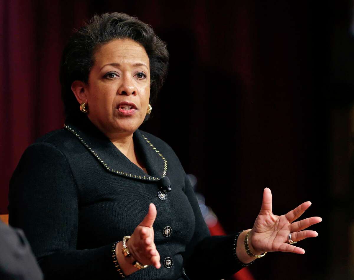 FILE - In this April 7, 2017, file photo, former U.S. Attorney General Loretta Lynch speaks during a conference on policy and blacks at Harvard University's Kennedy School of Government in Cambridge, Mass. Republicans and Democrats on the Senate Judiciary Committee are seeking information about alleged political interference by former Attorney General Loretta Lynch into the FBI?’s investigation of former Secretary of State Hillary Clinton?’s use of a private email server. (AP Photo/Elise Amendola, File) ORG XMIT: WX112