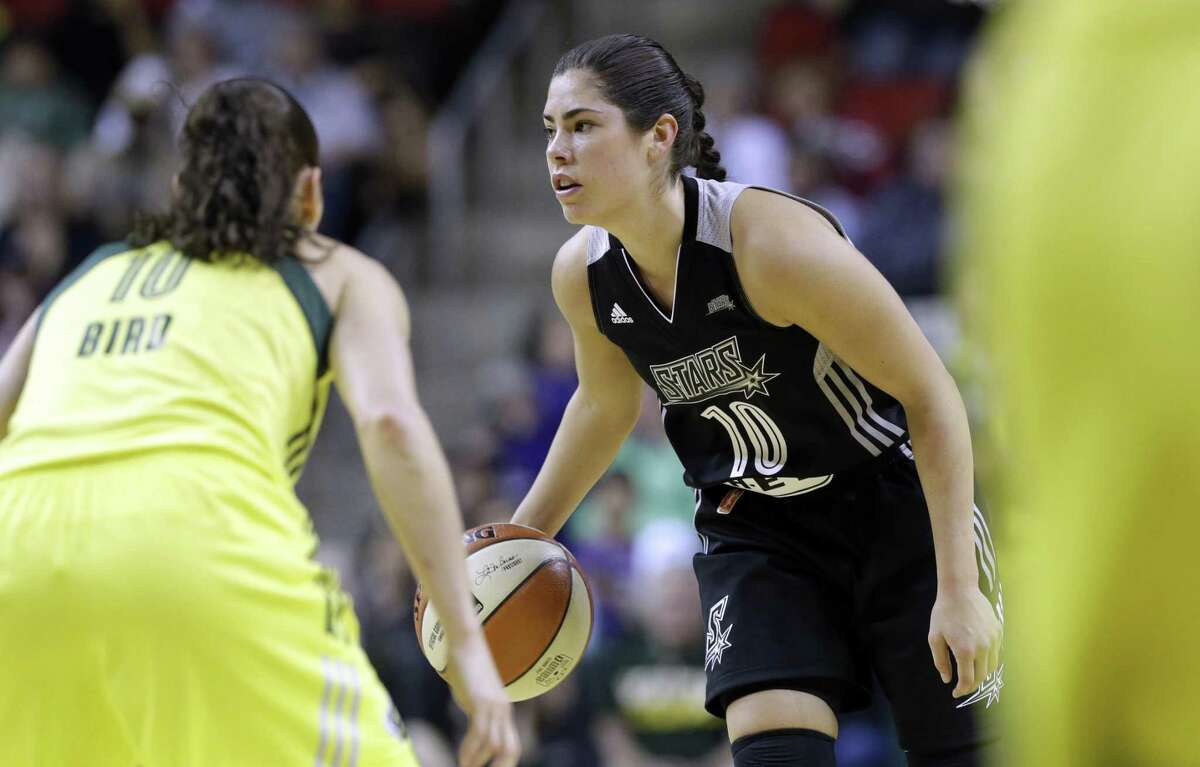 Stars’ Kelsey Plum looks to start the offense against the Storm on June 18, 2017, in Seattle.