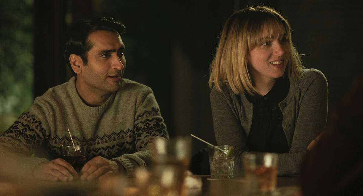 This image released by Lionsgate shows Kumail Nanjiani, left, and Zoe Kazan in a scene from, "The Big Sick." (Lionsgate via AP)