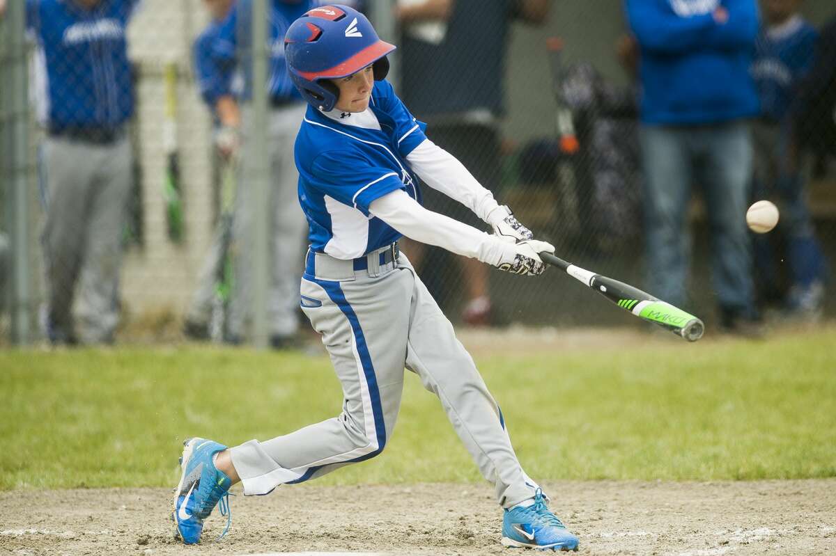 Gladwin's Kaden McDonald takes a swing during his team's semi-finals game against Midland Northeast during the 6âthâ Annual Gladwin Little League Jeffrey J. Werda Memorial All-Star Tournament on Sunday, June 25 in Gladwin.
