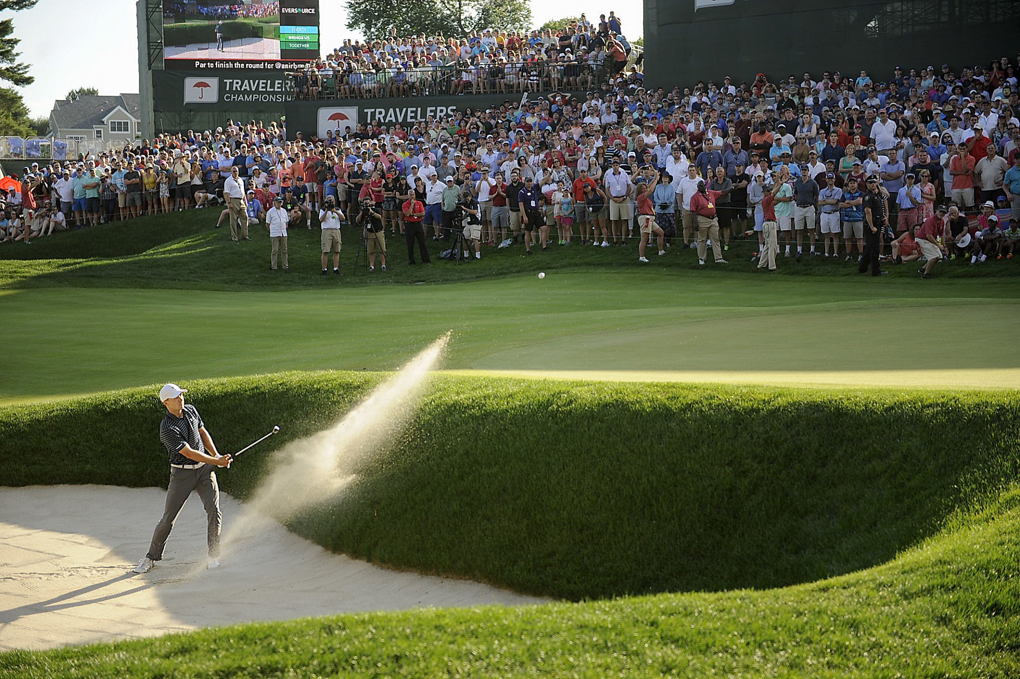 Jordan Spieth holes bunker shot to win Travelers playoff