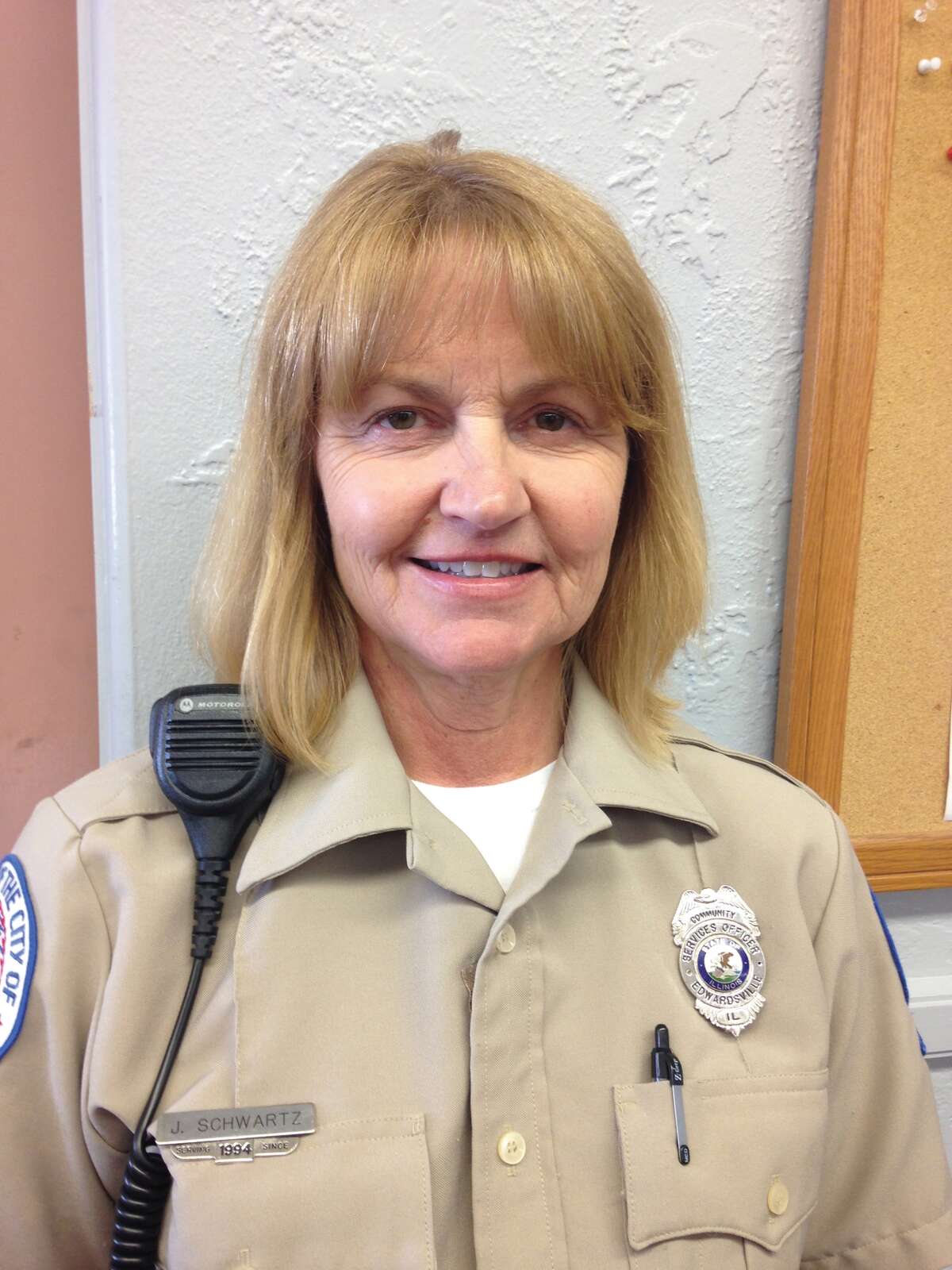 Edwardsville Police Department's Community Service Officer Joyce Schwartz helped fulfill an Edwardsville woman's dying wish to get one last taste of a Screwball ice cream treat last week.